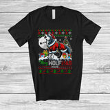 MacnyStore - Personalized Merry WolfMas; Lovely Christmas Tree Sweater; Custom Name Santa Wolf Animal T-Shirt