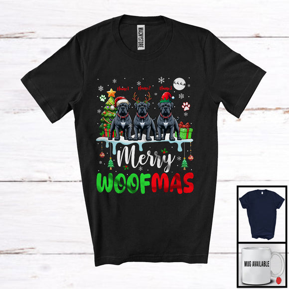 MacnyStore - Personalized Merry Woofmas; Awesome Christmas Custom Name Three Cane Corso Owner; Snow T-Shirt