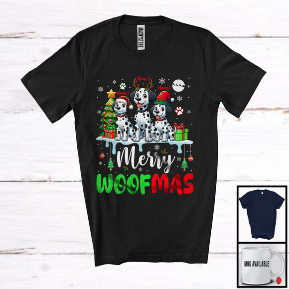 MacnyStore - Personalized Merry Woofmas; Awesome Christmas Custom Name Three Dalmatian Owner; Snow T-Shirt