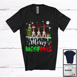 MacnyStore - Personalized Merry Woofmas; Awesome Christmas Custom Name Three English Springer Spaniel; Snow T-Shirt