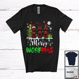 MacnyStore - Personalized Merry Woofmas; Awesome Christmas Custom Name Three Irish Setter Owner; Snow T-Shirt