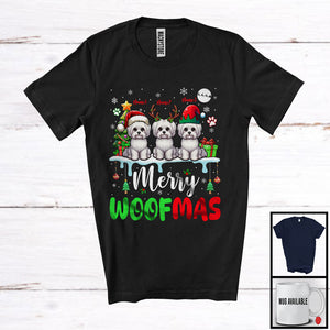 MacnyStore - Personalized Merry Woofmas; Awesome Christmas Custom Name Three Maltese Owner; Snow T-Shirt