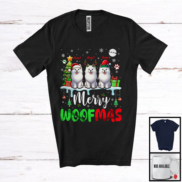 MacnyStore - Personalized Merry Woofmas; Awesome Christmas Custom Name Three Samoyed Owner; Snow T-Shirt