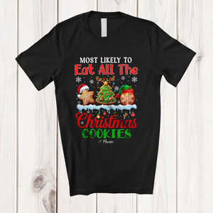 MacnyStore - Personalized Most Likely To Eat All The Christmas Cookies; Joyful Custom Name Family T-Shirt