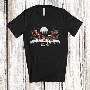 MacnyStore - Personalized Motorbike Sledding Santa Sleigh; Amusing Christmas Sweater Custom Name Rider T-Shirt