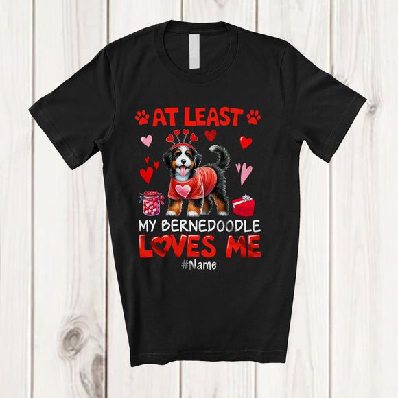 MacnyStore - Personalized My Bernedoodles Loves Me; Lovely Valentine Hearts; Custom Name Single Family T-Shirt