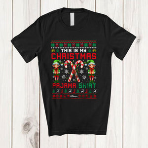 MacnyStore - Personalized My Christmas Pajama Shirt; Amusing Custom Name Elf Candy Canes; Family T-Shirt