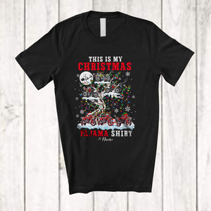 MacnyStore - Personalized My Christmas Pajama Shirt; Fantastic Custom Name Dirt Bike On X-mas Tree; Biker T-Shirt