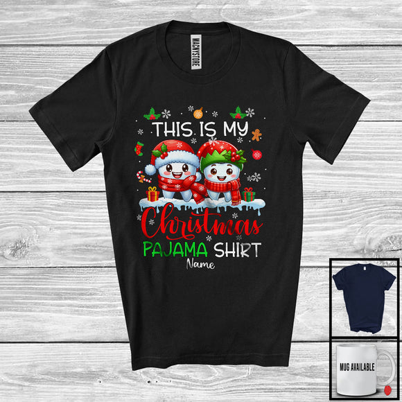 MacnyStore - Personalized My Christmas Pajama Shirt; Lovely Santa Couple Teeth; Custom Name Dental Dentist T-Shirt