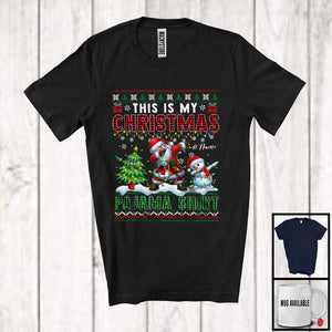 MacnyStore - Personalized My Christmas Pajama Shirt; Merry X-mas Sweater Custom Name; Plaid Santa Dabbing T-Shirt