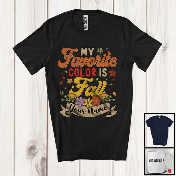 MacnyStore - Personalized My Favorite Color Is Fall, Wonderful Thanksgiving Custom Name Flowers, Family T-Shirt