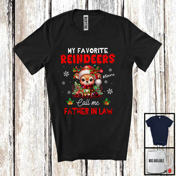 MacnyStore - Personalized My Favorite Reindeers Call Me Father in Law; Fantastic Christmas Custom Name Family; Snow T-Shirt