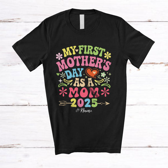 MacnyStore - Personalized My First Mother's Day as a Mom; Lovely Flowers Custom Name Mom; Family T-Shirt