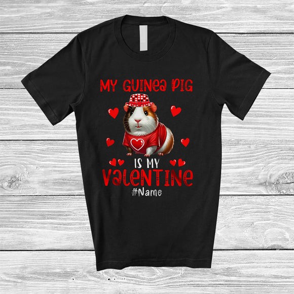 MacnyStore - Personalized My Guinea Pig Is My Valentine; Lovely Custom Name Guinea Pig Single; Hearts Animal T-Shirt