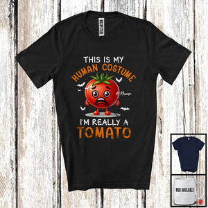 MacnyStore - Personalized My Human Costume Tomato; Joyful Halloween Custom Name Fruit; Vegan T-Shirt