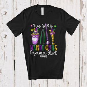 MacnyStore - Personalized My Mardi Gras Pajama Shirt; Amusing Beads Mask; Custom Name Bartender Jobs T-Shirt