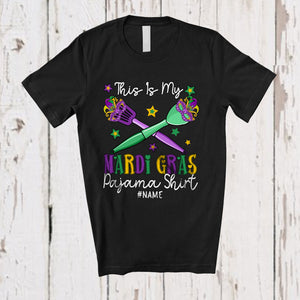 MacnyStore - Personalized My Mardi Gras Pajama Shirt; Amusing Beads Mask; Custom Name Lunch Lady Jobs T-Shirt