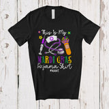 MacnyStore - Personalized My Mardi Gras Pajama Shirt; Amusing Beads Mask; Custom Name Nurse Jobs T-Shirt