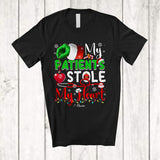 MacnyStore - Personalized My Patients Stole My Heart; Merry Christmas Santa Green Hand; Custom Name Nurse Doctor T-Shirt