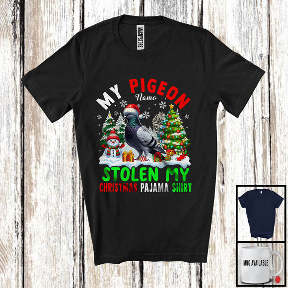 MacnyStore - Personalized My Pigeon Stolen My Christmas Pajama Shirt; Lovely Custom Name Bird T-Shirt