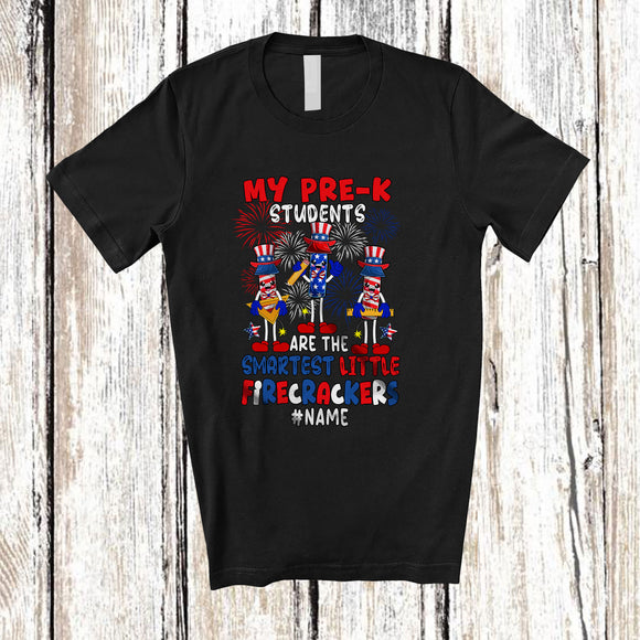 MacnyStore - Personalized My Pre-K Students Smartest Firecrackers; Happy 4th Of July Custom Name Teacher T-Shirt