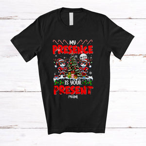 MacnyStore - Personalized My Presence Is Your Present; Wonderful Christmas Tree Custom Name Reindeer T-Shirt