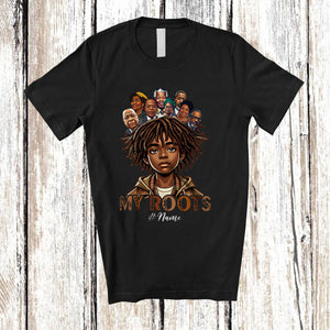 MacnyStore - Personalized My Roots; Wonderful Black History Month Custom Name Afro Boy; Melanin African T-Shirt