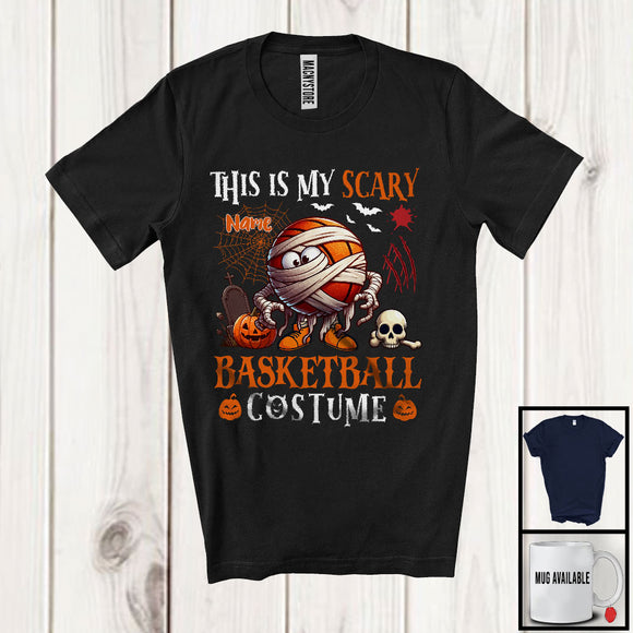 MacnyStore - Personalized My Scary Basketball Costume; Cool Halloween Custom Name Mummy Ball; Sports T-Shirt