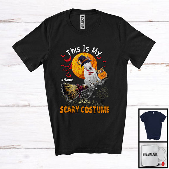 MacnyStore - Personalized My Scary Costume, Lovely Halloween Custom Name Bull Terrier, Witch Broom T-Shirt