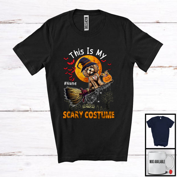 MacnyStore - Personalized My Scary Costume, Lovely Halloween Custom Name Cockapoo, Witch Broom T-Shirt