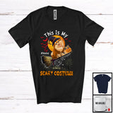 MacnyStore - Personalized My Scary Costume, Lovely Halloween Custom Name Pomeranian, Witch Broom T-Shirt