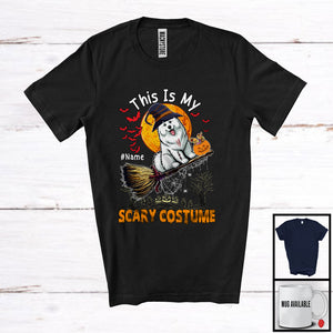 MacnyStore - Personalized My Scary Costume, Lovely Halloween Custom Name Samoyed, Witch Broom T-Shirt