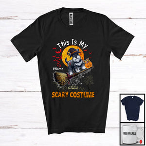 MacnyStore - Personalized My Scary Costume, Lovely Halloween Custom Name Schnauzer, Witch Broom T-Shirt