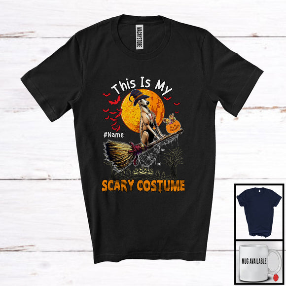 MacnyStore - Personalized My Scary Costume, Lovely Halloween Custom Name Whippet, Witch Broom Pumpkin T-Shirt