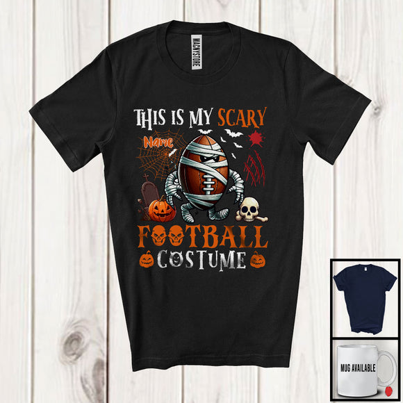 MacnyStore - Personalized My Scary Football Costume; Cool Halloween Custom Name Mummy Ball; Sports T-Shirt