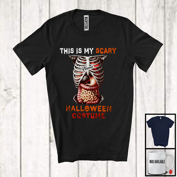 MacnyStore - Personalized My Scary Halloween Costume; Horror Anatomy Skeleton Rib Intestine; Custom Name T-Shirt