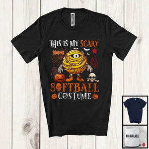 MacnyStore - Personalized My Scary Softball Costume; Cool Halloween Custom Name Mummy Ball; Sports T-Shirt