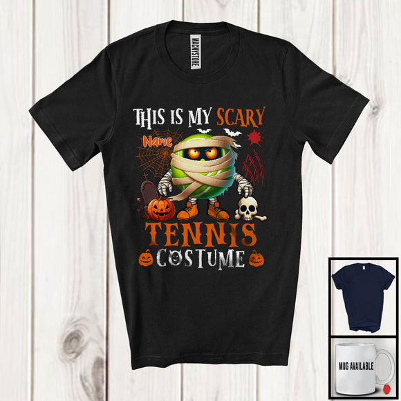 MacnyStore - Personalized My Scary Tennis Costume; Cool Halloween Custom Name Mummy Ball; Sports T-Shirt