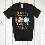 MacnyStore - Personalized My Teacher Survived 100 Days Of Me; Lovely School Pencil; Custom Name Students T-Shirt