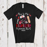 MacnyStore - Personalized My Valentine Pajama Shirt; Amusing Custom Name Nurse Hearts; Couple Family T-Shirt