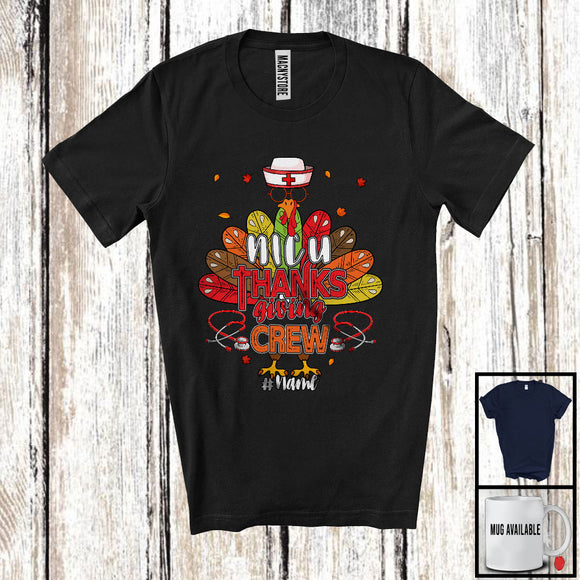 MacnyStore - Personalized NICU Thanksgiving Crew; Amazing Thanksgiving Turkey Tail; Custom Name Nurse T-Shirt