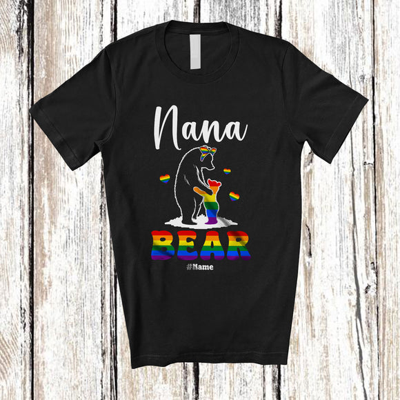 MacnyStore - Personalized Nana Bear; Adorable Mother's Day LGBTQ Pride Bear; Custom Name Gay Family T-Shirt