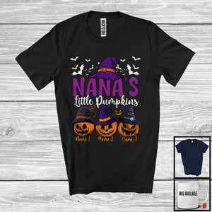 MacnyStore - Personalized Nana's Little Pumpkins; Scary Halloween Custom Name Witch; Family Group T-Shirt