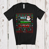 MacnyStore - Personalized Nice Naughty I Tried; Wonderful Christmas Sweater; Custom Name Santa Face T-Shirt