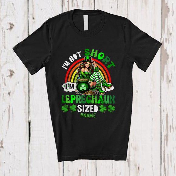 MacnyStore - Personalized Not Short I'm Leprechaun Sized; Lovely St. Patrick's Day Custom Name Women Leprechaun T-Shirt