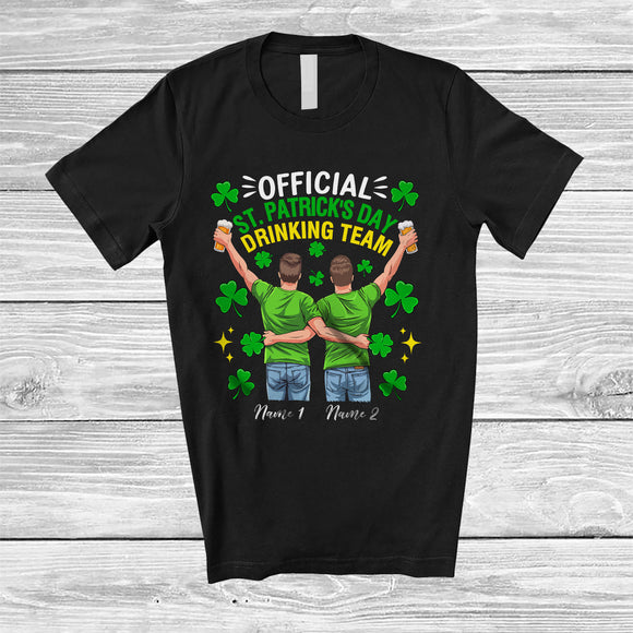 MacnyStore - Personalized Official St. Patrick's Day Drinking; Cheerful Custom Name Two Men; Friends Drunker T-Shirt