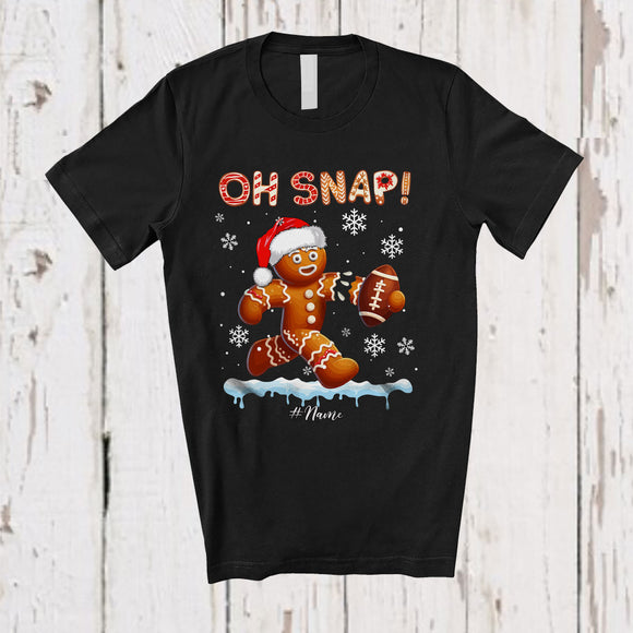 MacnyStore - Personalized Oh Snap; Wonderful Christmas Gingerbread Playing Football; Custom Name Sport Player T-Shirt