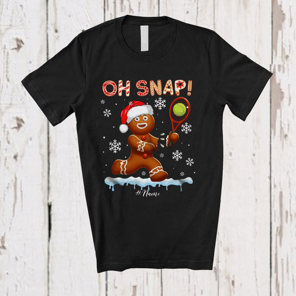 MacnyStore - Personalized Oh Snap; Wonderful Christmas Gingerbread Playing Tennis; Custom Name Sport Player T-Shirt