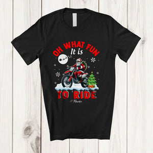 MacnyStore - Personalized Oh What Fun It is To Ride; Amusing Christmas Santa Dirt Bike; Custom Name Rider T-Shirt