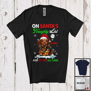 MacnyStore - Personalized On Santa's Naughty List; Lovely Christmas Custom Name Dachshund Owner T-Shirt